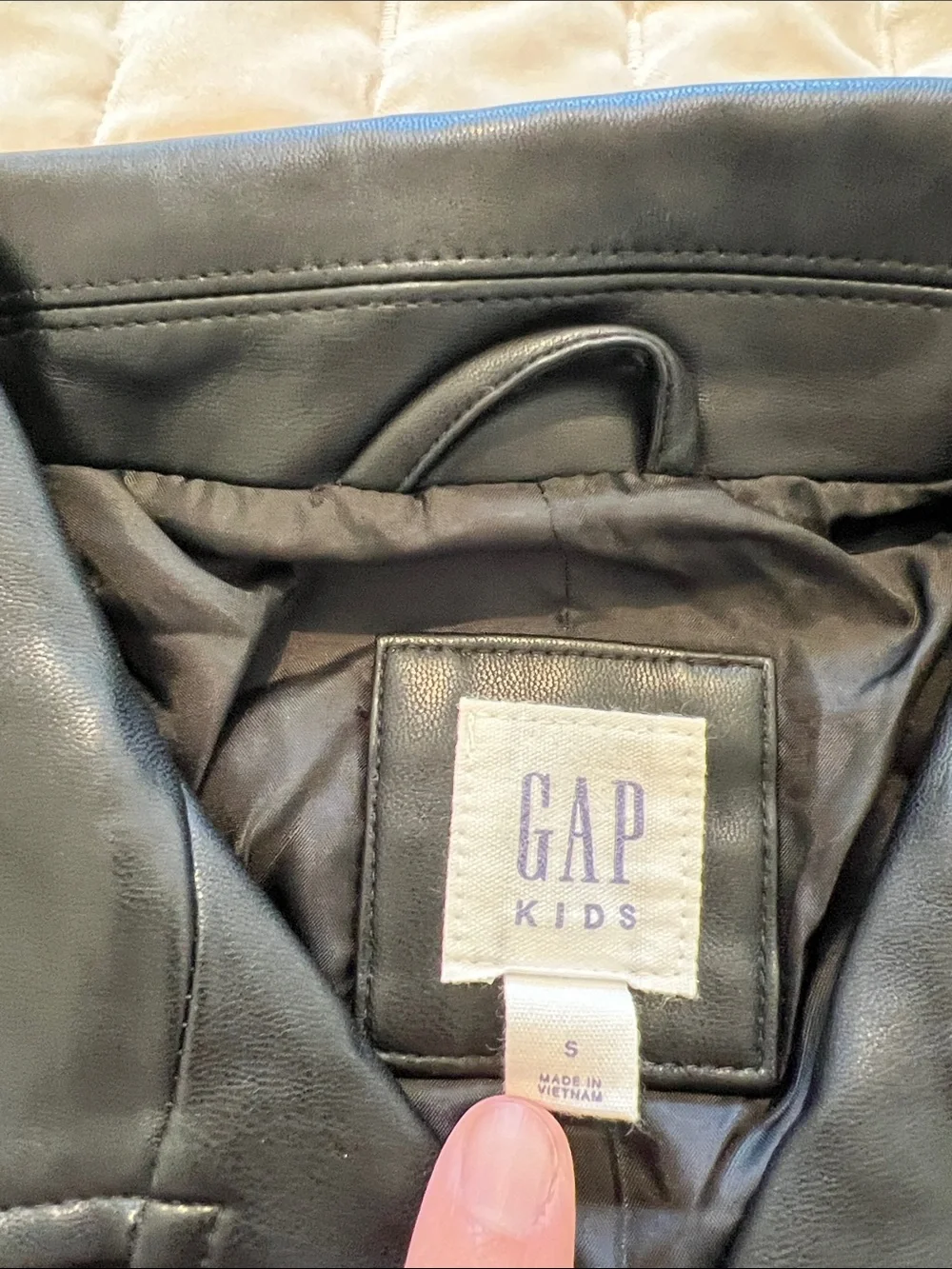 🕷️ GAP Black Faux Leather Moto Jacket - Size Small - Kid